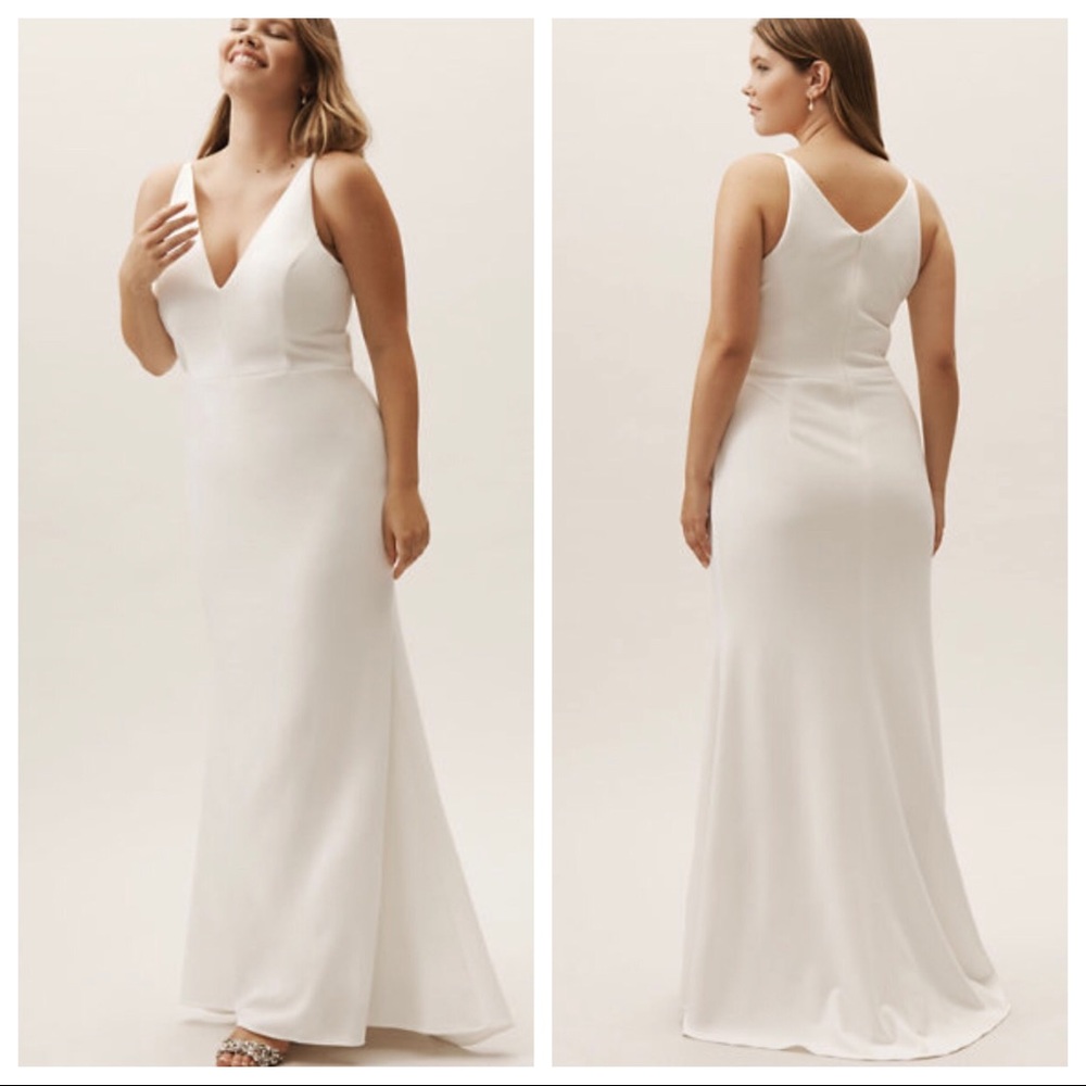 BHLDN Jones V-Neck Crepe Dress